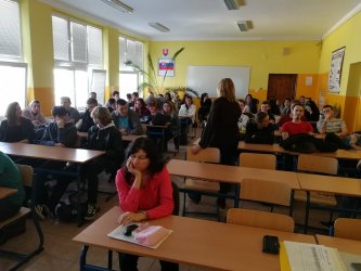 Diskusia na Strednej odbornej škole techniky a služieb v Topoľčanoch z projektu Vidiecka mládež v regióne